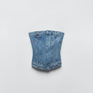 ZARA CORSET STYLE DENIM TOP TRF